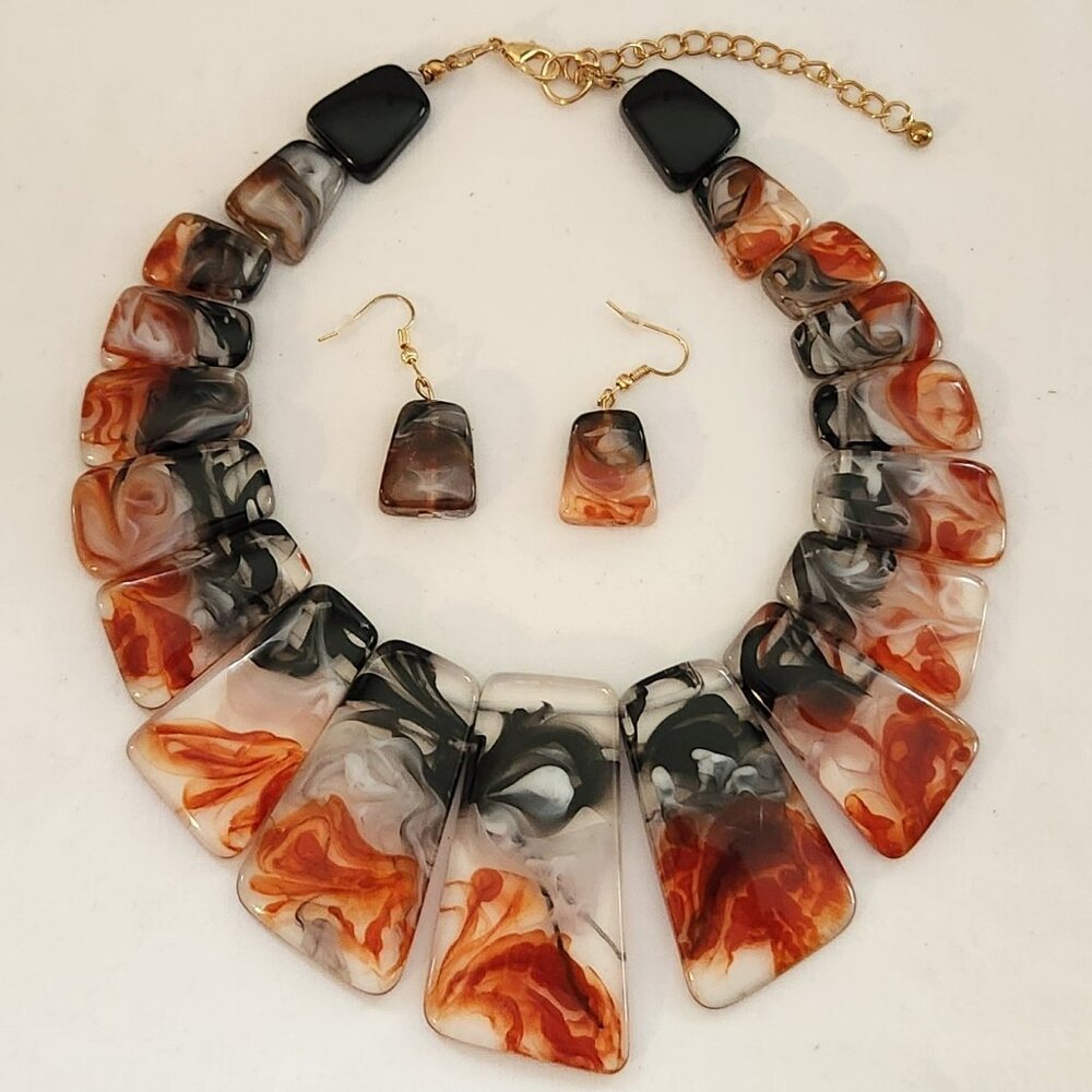 THREE FOR $20 Choker style necklace & earrings burgundy gray black costume NIP